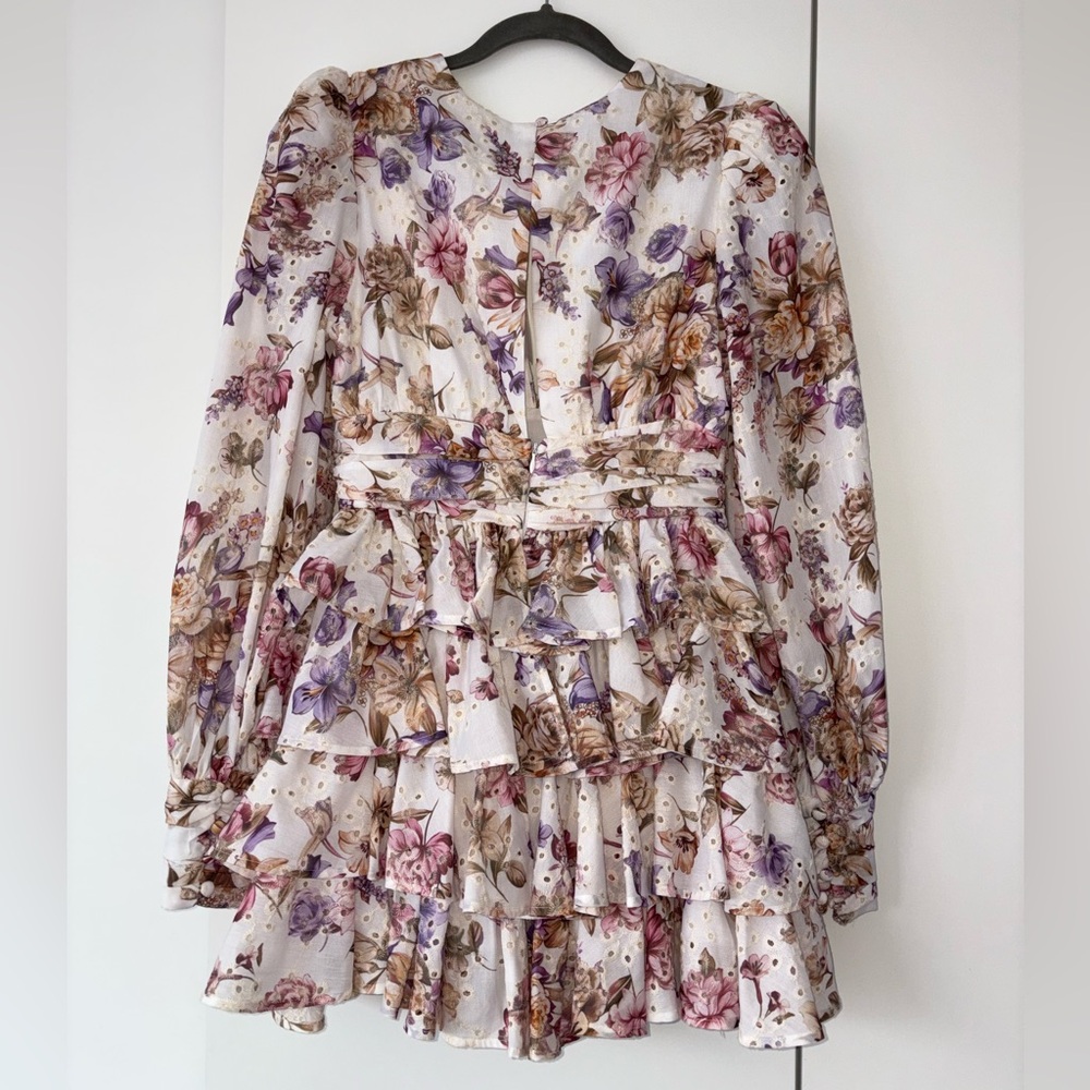 Line & Dot Floral Ruffle Mini Dress - Picture 8 of 11